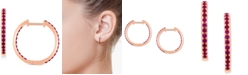EFFY Collection EFFY&reg; Ruby Small Hoop Earrings (1/2 ct. t.w.) in 14k Rose Gold, 0.73"